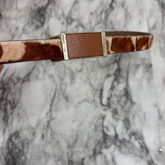 Talbots Leopard Calf Hair Belt with Gold Buckle size medium Y2K 90s animal print - Picture 4 of 5